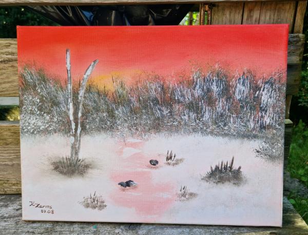 Sonnenaufgang in verschneiter Winterlandschaft